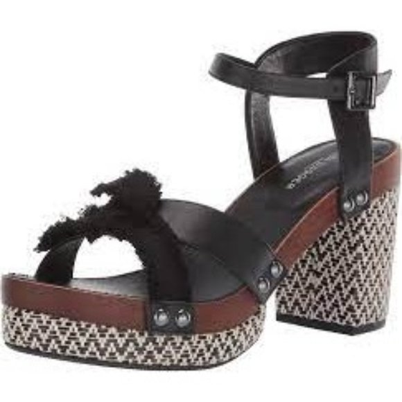 Kelsi Dagger Brooklyn FLORASV Flora Tweed Platform Open Toe Ankle Strap Heels - Picture 1 of 5
